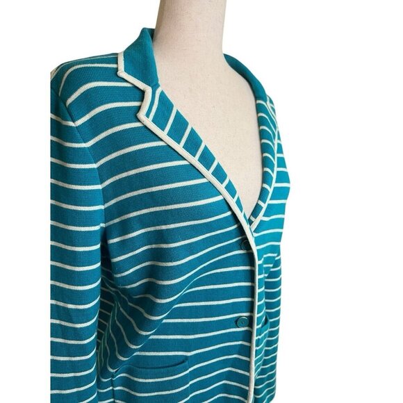 Talbots Cardigan Knit Sweater Jacket Blazer Sz Large Aqua Classic Preppy Office - Picture 6 of 15
